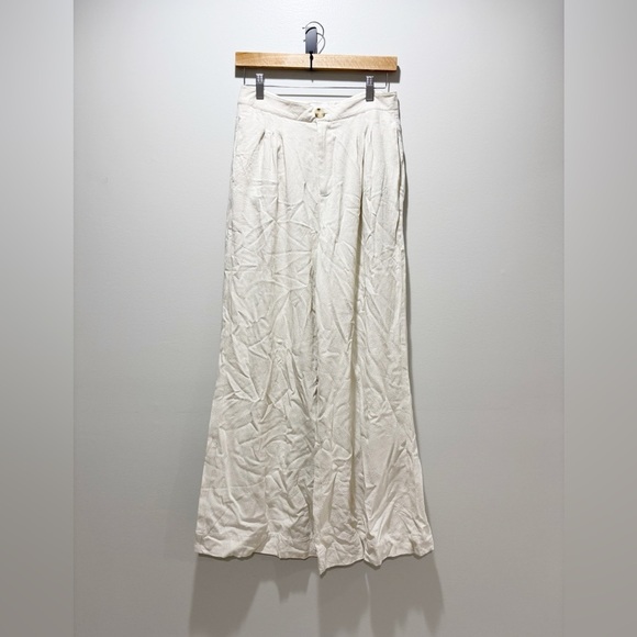 Every Pants - EVERY Women’s Cream Wide Leg Business Casual Trouser Pants Viscose Cotton Size 8